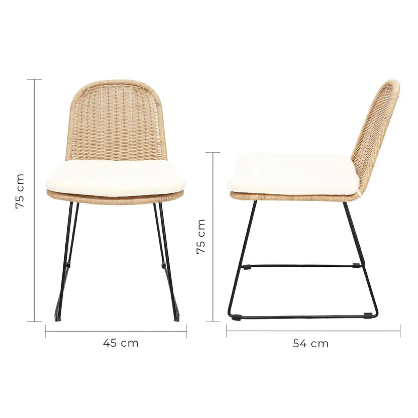 Silla de Exterior Caicos en Rattan Sintético y Acero