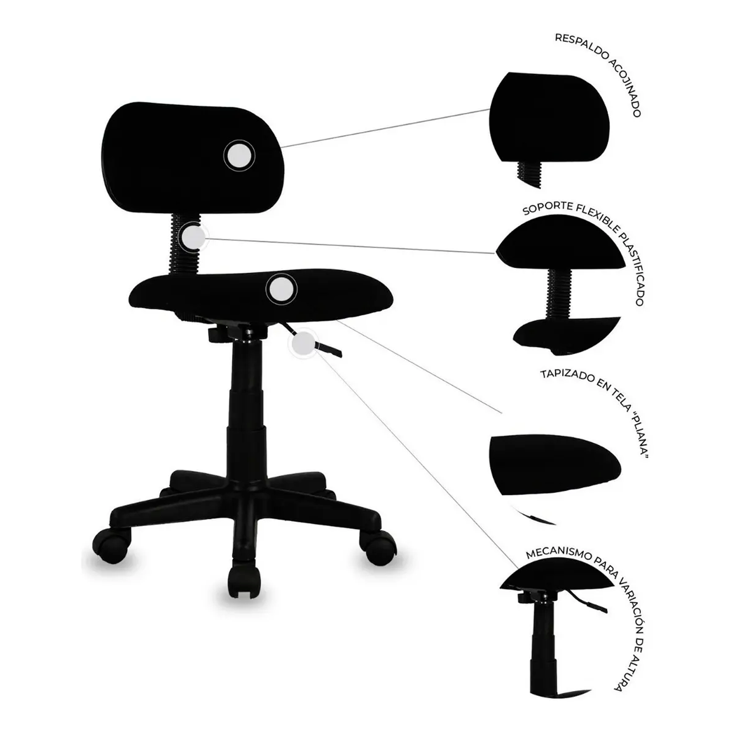Silla Secretarial JM-011 Ergonómica con Altura Ajustable - Image 2