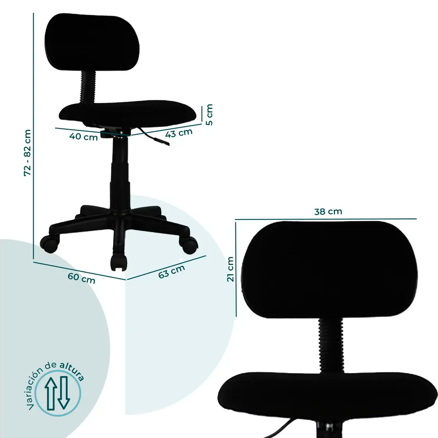 Silla Secretarial JM-011 Ergonómica con Altura Ajustable - Image 5