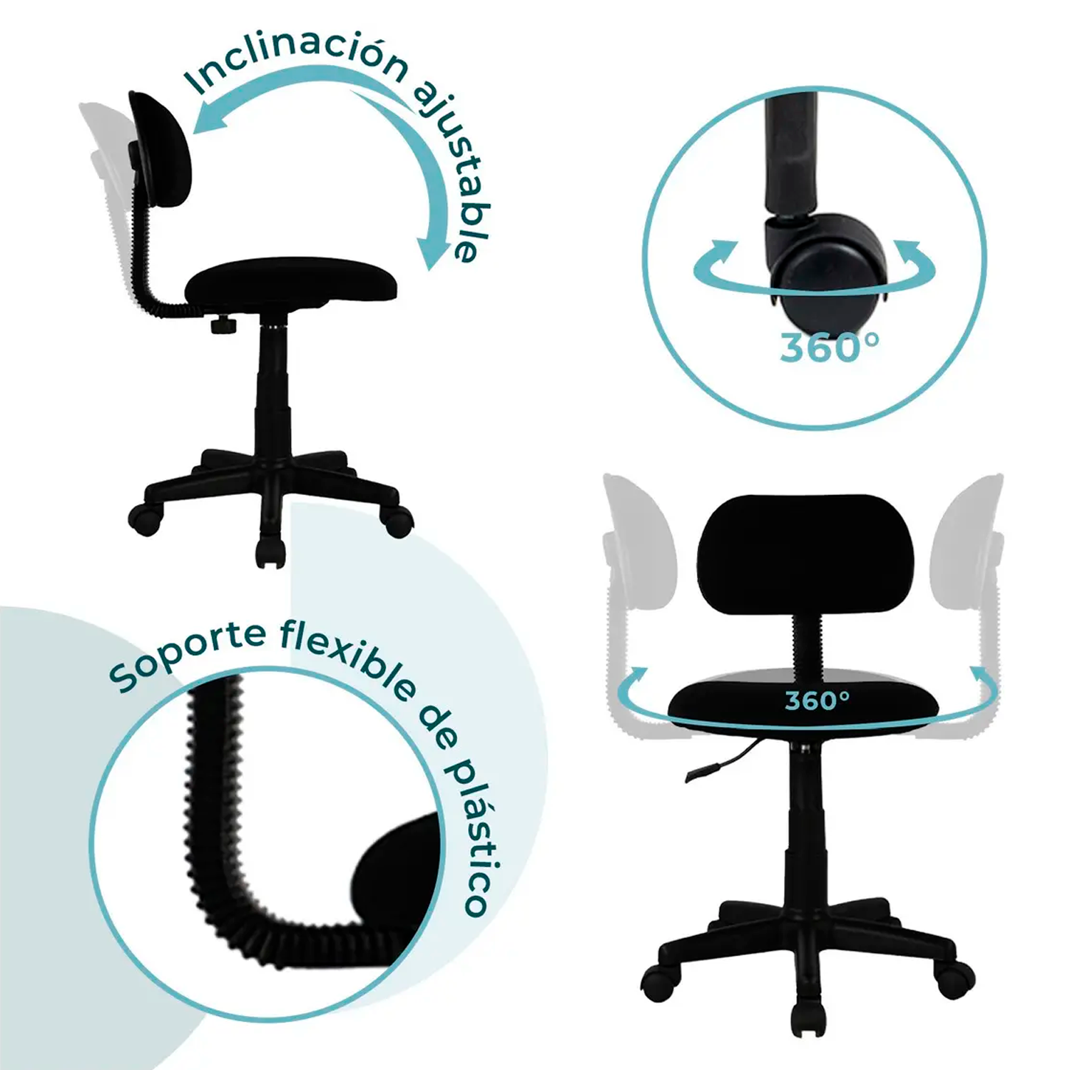 Silla Secretarial JM-011 Ergonómica con Altura Ajustable - Image 3